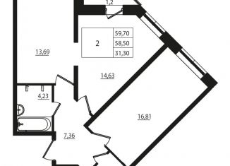 Продажа 2-комнатной квартиры, 59.7 м2, Мурино, ЖК Тридевяткино Царство