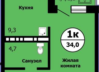 Продам однокомнатную квартиру, 34 м2, Красноярский край, улица Лесников, 37