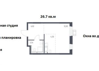 Продается квартира студия, 26.7 м2, деревня Мисайлово, Молодёжный бульвар