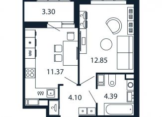 Продажа 1-комнатной квартиры, 32.6 м2, Санкт-Петербург, Арцеуловская аллея, 9, Приморский район