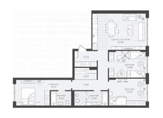 Продаю 3-ком. квартиру, 99.9 м2, Тюмень, ЖК Скандиа Квартал у Озера