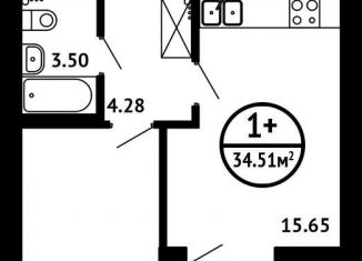 Продается 1-комнатная квартира, 34.5 м2, Уфа, ЖК Цветы Башкирии