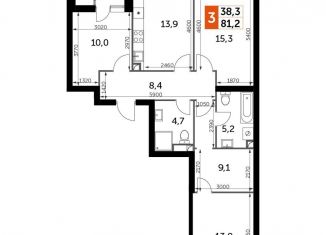 Продам 3-ком. квартиру, 81.2 м2, Москва, метро Тушинская