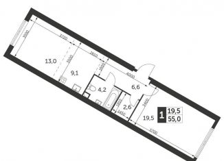 Продаю 1-ком. квартиру, 55 м2, Москва, ЖК Архитектор, улица Академика Волгина, 2с1