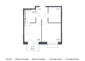 Продам однокомнатную квартиру, 36.6 м2, поселение Кокошкино, жилой комплекс Новое Внуково, к21