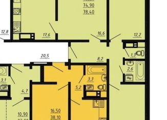 Продаю 3-ком. квартиру, 78 м2, Челябинск, улица Университетская Набережная, 8, ЖК Спортивный