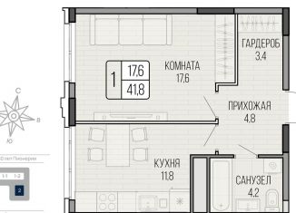 Продается 1-комнатная квартира, 41.8 м2, Ижевск