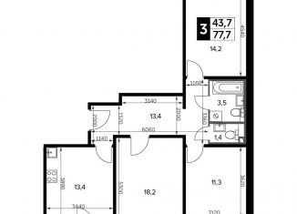 Продажа 3-комнатной квартиры, 78 м2, поселок Битца, Южный бульвар, 12