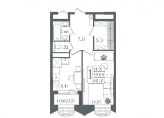 Продается 1-комнатная квартира, 40.1 м2, Волгоград