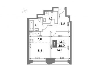 Продается 2-комнатная квартира, 46 м2, Москва, Обручевский район, улица Академика Волгина, 2с3