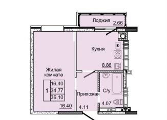 Продаю 1-комнатную квартиру, 34.8 м2, Ростовская область, посёлок Койсуг, 3