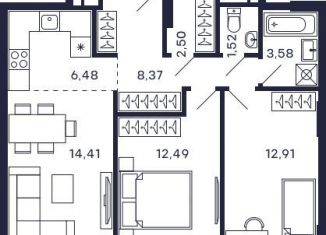 Продам 2-ком. квартиру, 62.3 м2, Красногорск, ЖК Тетрис