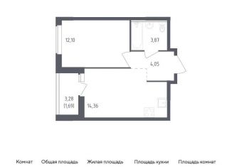 Продается 1-комнатная квартира, 36.1 м2, Ленинградская область, улица Первых, 8к1