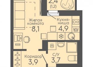 Продаю квартиру студию, 21.8 м2, Свердловская область, жилой комплекс Новокольцовский, 6