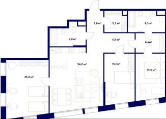 Продажа 4-комнатной квартиры, 132.9 м2, Москва, жилой комплекс Союз, к3