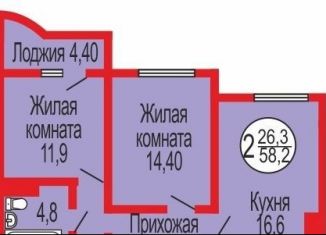 2-ком. квартира на продажу, 58 м2, Оренбург, Уральская улица, 2/20, ЖК Дубки