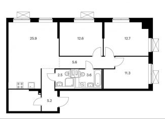 Продается 3-ком. квартира, 85.3 м2, Москва, метро Бибирево