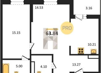 Продам 2-ком. квартиру, 63.8 м2, Новосибирск, ЖК 1-й на Рябиновой