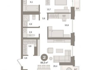 Продаю 2-комнатную квартиру, 86.7 м2, Москва, Бутырский район