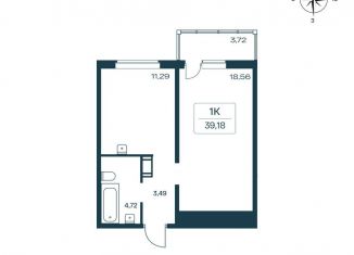 Продается однокомнатная квартира, 39.2 м2, городской посёлок Янино-1