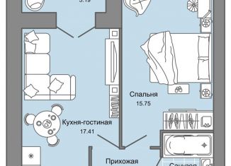 2-ком. квартира на продажу, 43 м2, село Первомайский, улица Строителя Николая Шишкина, 11/2, ЖК Знак