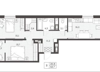 Продам 2-ком. квартиру, 65.7 м2, Дагестан