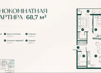 Продаю двухкомнатную квартиру, 68.5 м2, Дербент