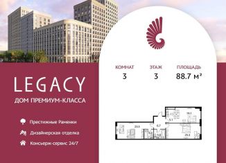 Продаю 3-комнатную квартиру, 88.7 м2, Москва, метро Раменки