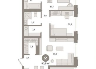 Продаю двухкомнатную квартиру, 81.4 м2, Москва, метро Бутырская