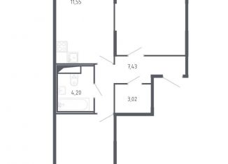 Продам 2-комнатную квартиру, 55.1 м2, Санкт-Петербург, метро Проспект Ветеранов, жилой комплекс Сандэй, 7.2