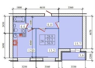 Продажа 2-ком. квартиры, 56.9 м2, Иваново