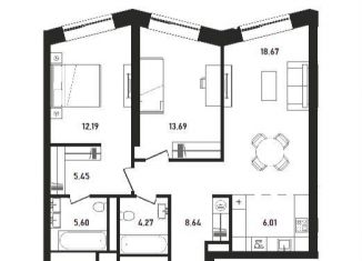 Продается двухкомнатная квартира, 74.4 м2, Москва, Пресненский район, улица Пресненский Вал, 27с2