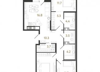 Продам трехкомнатную квартиру, 86.2 м2, Санкт-Петербург, метро Обводный канал