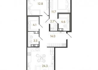 Продается 2-комнатная квартира, 77.7 м2, Санкт-Петербург