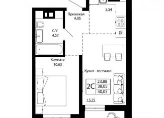 Продаю 2-ком. квартиру, 39.6 м2, Ростов-на-Дону, улица Текучёва, 370/2