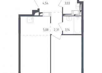 Продается 1-комнатная квартира, 44.4 м2, посёлок Мирный, улица Академика Северина, 12, ЖК Томилино Парк