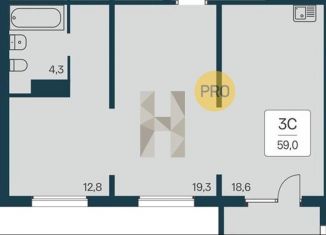 Продаю 2-ком. квартиру, 59 м2, Новосибирск, Калининский район