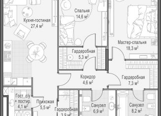 Продам двухкомнатную квартиру, 106.7 м2, Москва, метро Улица 1905 года