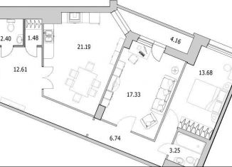 Продается 2-ком. квартира, 82.8 м2, Санкт-Петербург, улица Кустодиева, 7к1, муниципальный округ № 15