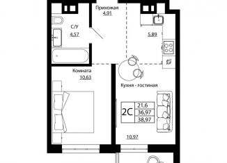 Продажа 2-комнатной квартиры, 38.3 м2, Ростов-на-Дону, улица Текучёва, 370/2