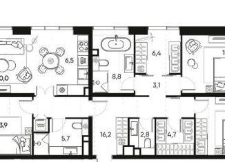 3-комнатная квартира на продажу, 118.3 м2, Москва, метро Марьина Роща