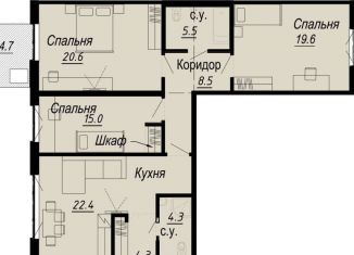 3-комнатная квартира на продажу, 104.1 м2, Санкт-Петербург, набережная реки Карповки, 27В, набережная реки Карповки