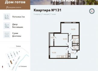 Продам 2-комнатную квартиру, 54 м2, Химки, улица Генерала Дьяконова, 13, ЖК Миниполис Рафинад