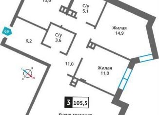 Продажа 3-ком. квартиры, 105.5 м2, Московская область, Родниковая улица