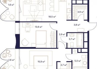 Продажа двухкомнатной квартиры, 74.2 м2, Москва, жилой комплекс Союз, к3, СВАО