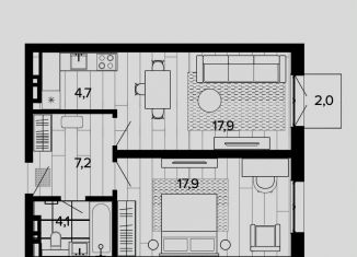 Продам 1-комнатную квартиру, 53.8 м2, Барнаул, Центральный район, Змеиногорский тракт, 35Бк2