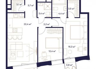 Продается 2-ком. квартира, 73.8 м2, Москва, жилой комплекс Союз, к3, СВАО