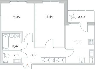 Продаю 2-комнатную квартиру, 52.6 м2, Санкт-Петербург