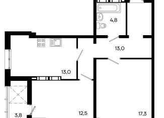 Продается 2-ком. квартира, 64.4 м2, Симферополь, Севастопольская улица, 41