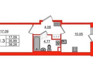 Продается 1-ком. квартира, 38.3 м2, Санкт-Петербург, метро Комендантский проспект, Верхне-Каменская улица, 9к1